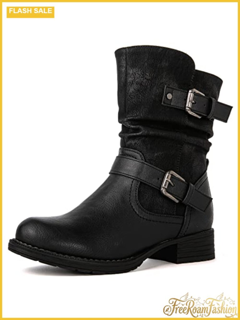Faux Leather Fur Lined Ankle Booties Combat Boots